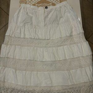 Urban Outfitters White skirt boho style cotton 100% with lace , size XL